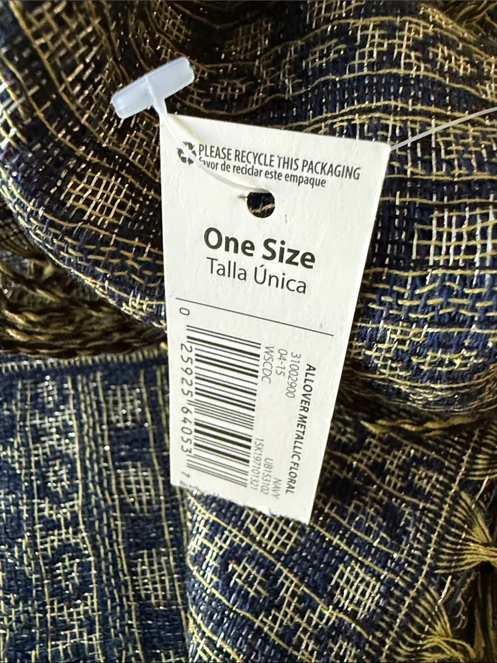 NWT‎ Allover Metallic Floral Navy Blue Paisley Woven Scarf Shawl One Size